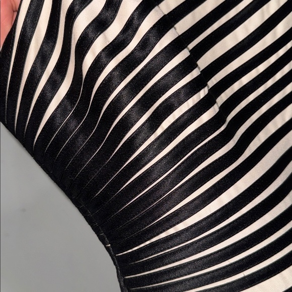 Halston evening dress color block striped silk blend bone black NEW size 4 - Picture 4 of 7